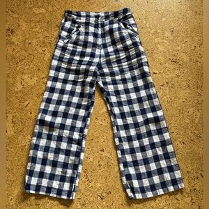 Reformation linen navy and White Checkered Pants